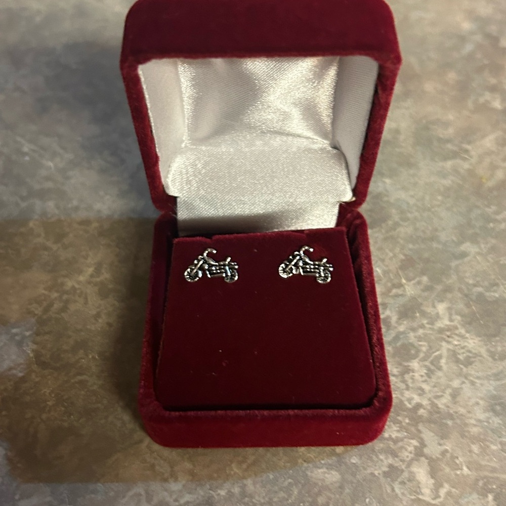 Motorcycle Earrings Sterling Silver